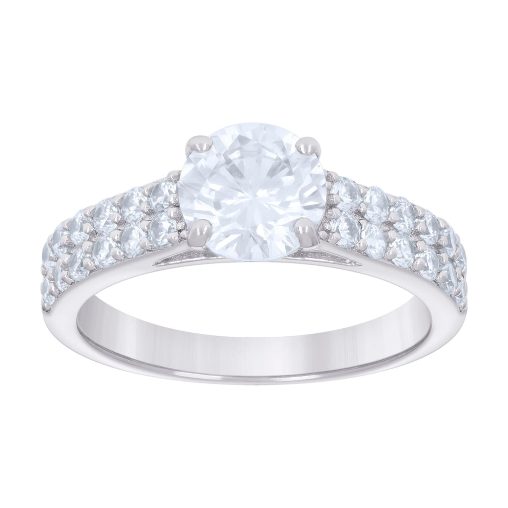 925 Sterling Silver Womens 2.70ct Moissanite Engagement Ring 10