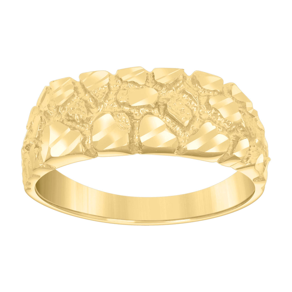 14K Yellow Gold Mens Nugget Fashion Ring