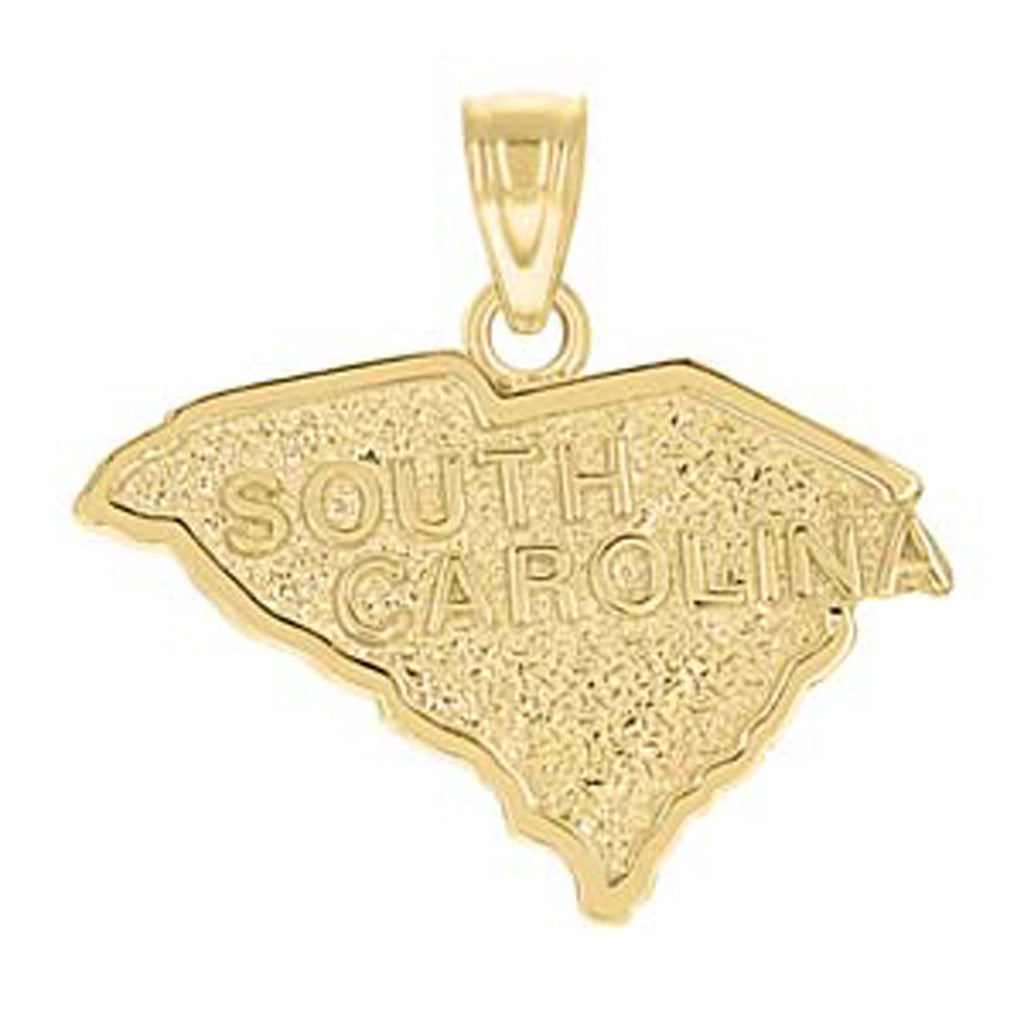 10K Yellow Gold Mens South Carolina State Charm Pendant