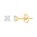 10K Yellow Gold Womens Princess Cut Cubic-Zirconia Square Stud Earrings