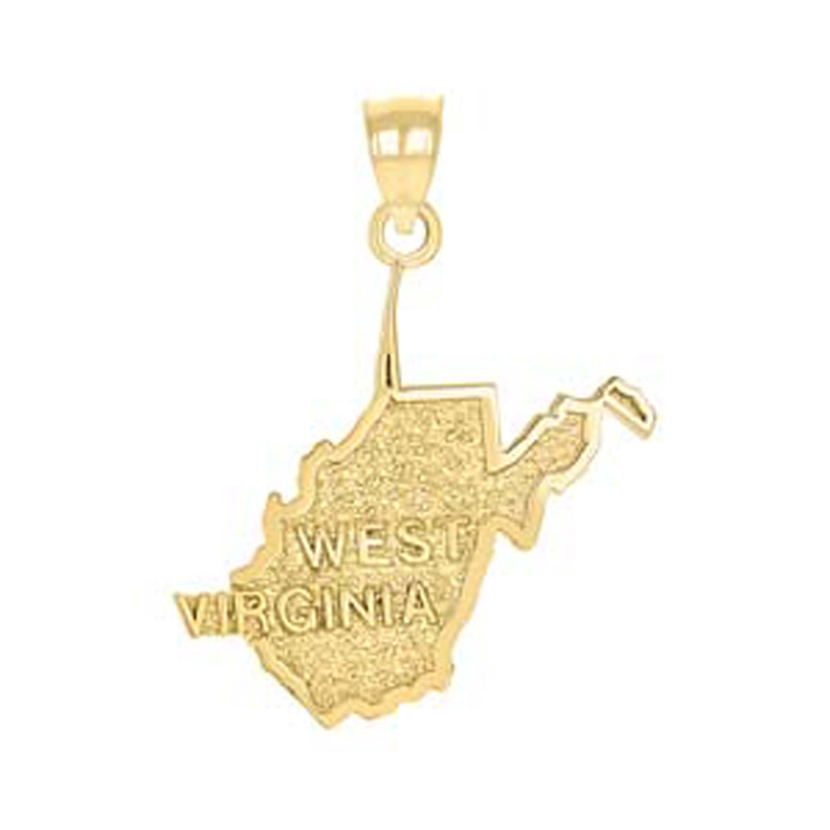 10K Yellow Gold Mens West Virginia State Charm Pendant