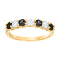 10K Yellow Gold Womens Black White Cubic-Zirconia Half Eternity Ring