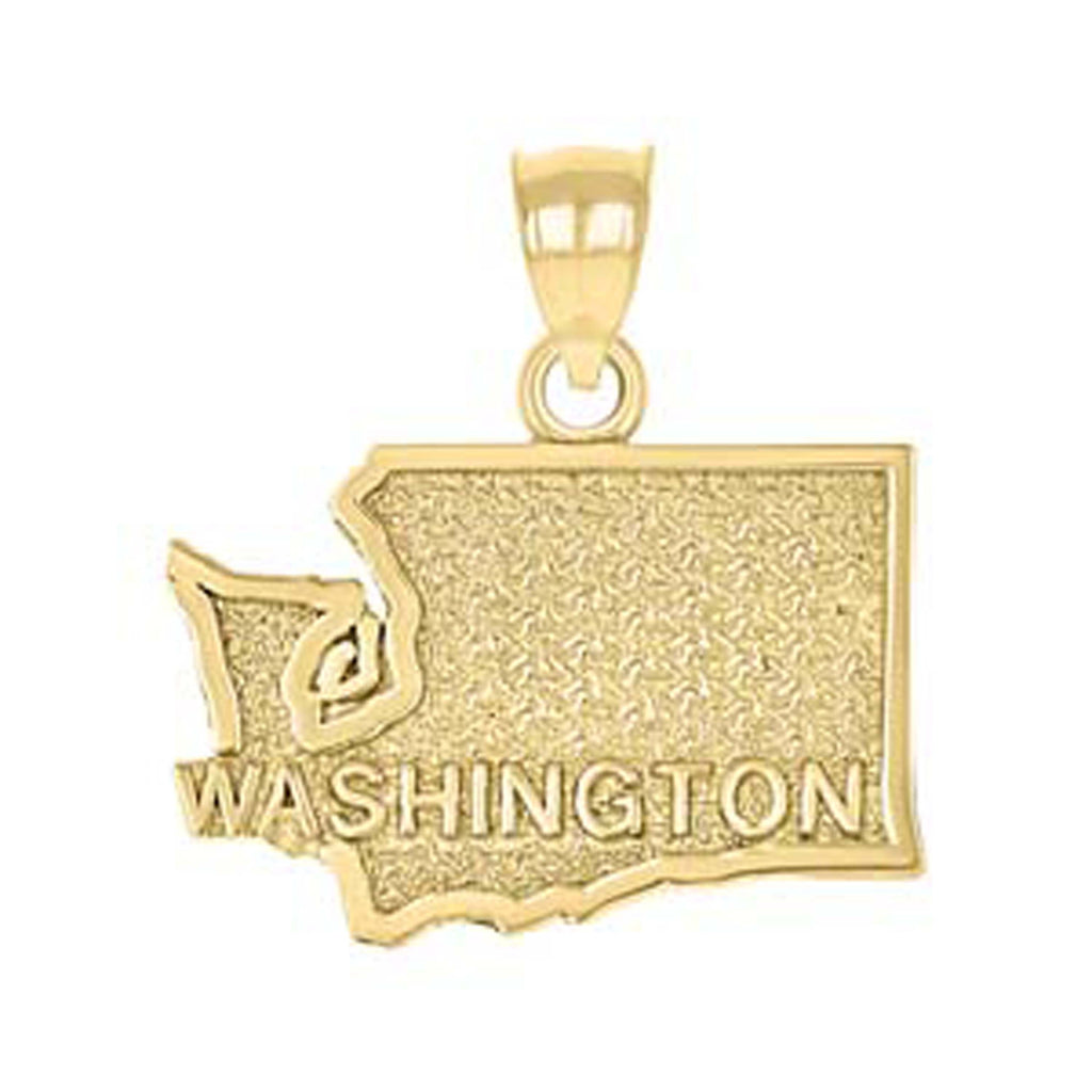 10K Yellow Gold Mens Washington State Charm Pendant