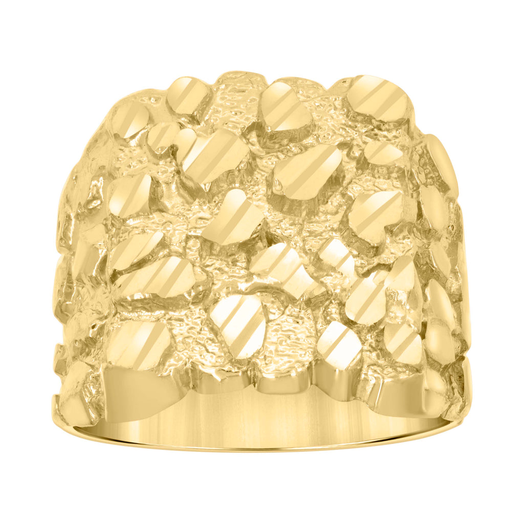 10K Yellow Gold Mens Nugget Fashion Ring