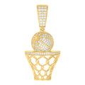925 Sterling Silver Yellow-tone Mens 1.15ct Moissanite Basket Ball Sports Charm Pendant