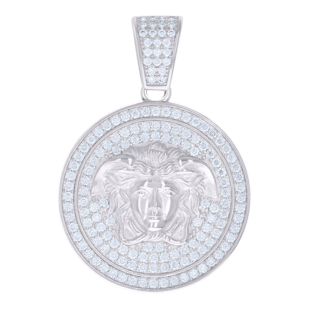 925 Sterling Silver Mens 1.99ct Moissanite Medusa Egyptian Charm Pendant