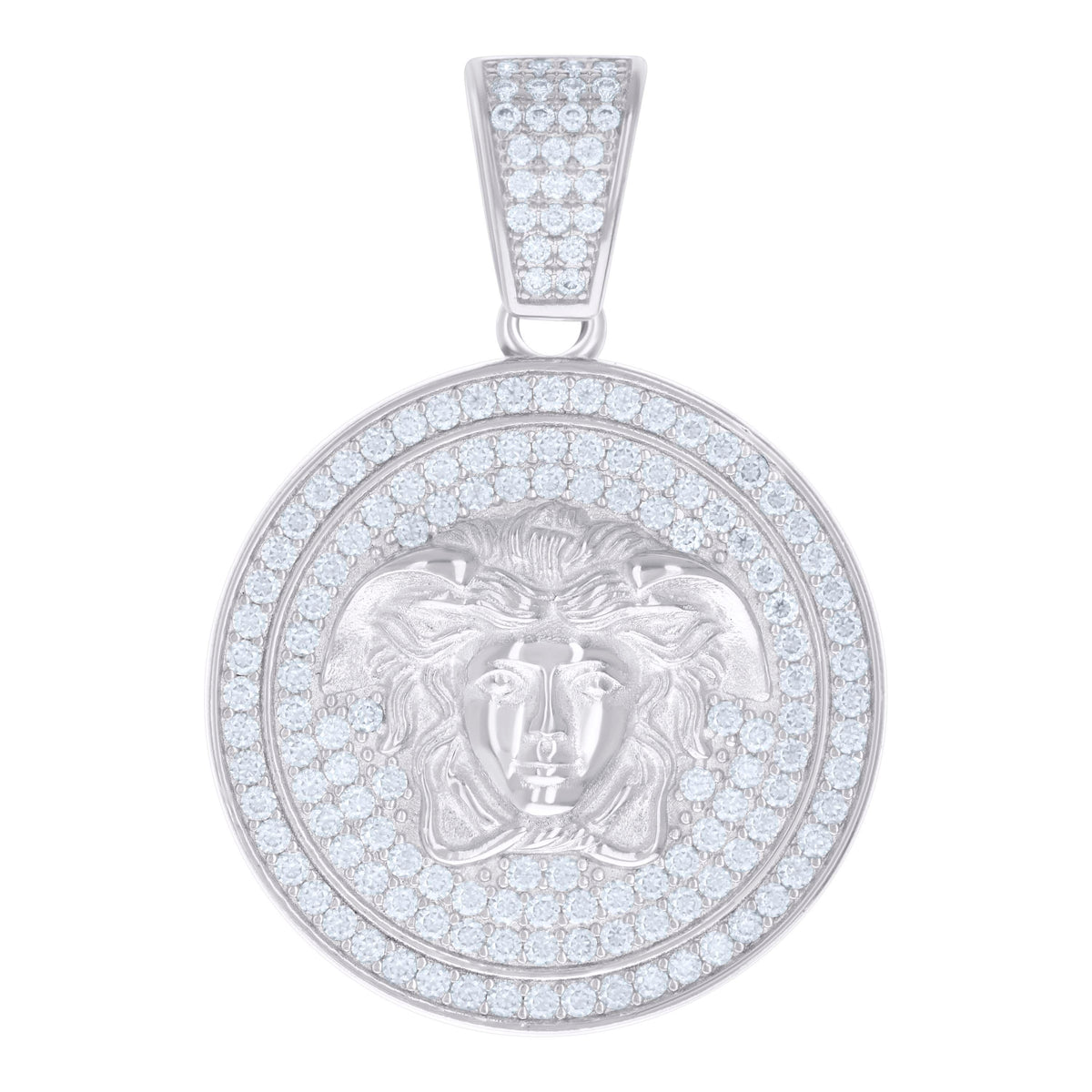 925 Sterling Silver Mens 1.99ct Moissanite Medusa Egyptian Charm Pendant