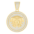 925 Sterling Silver Yellow-tone Mens 1.99ct Moissanite Medusa Egyptian Charm Pendant