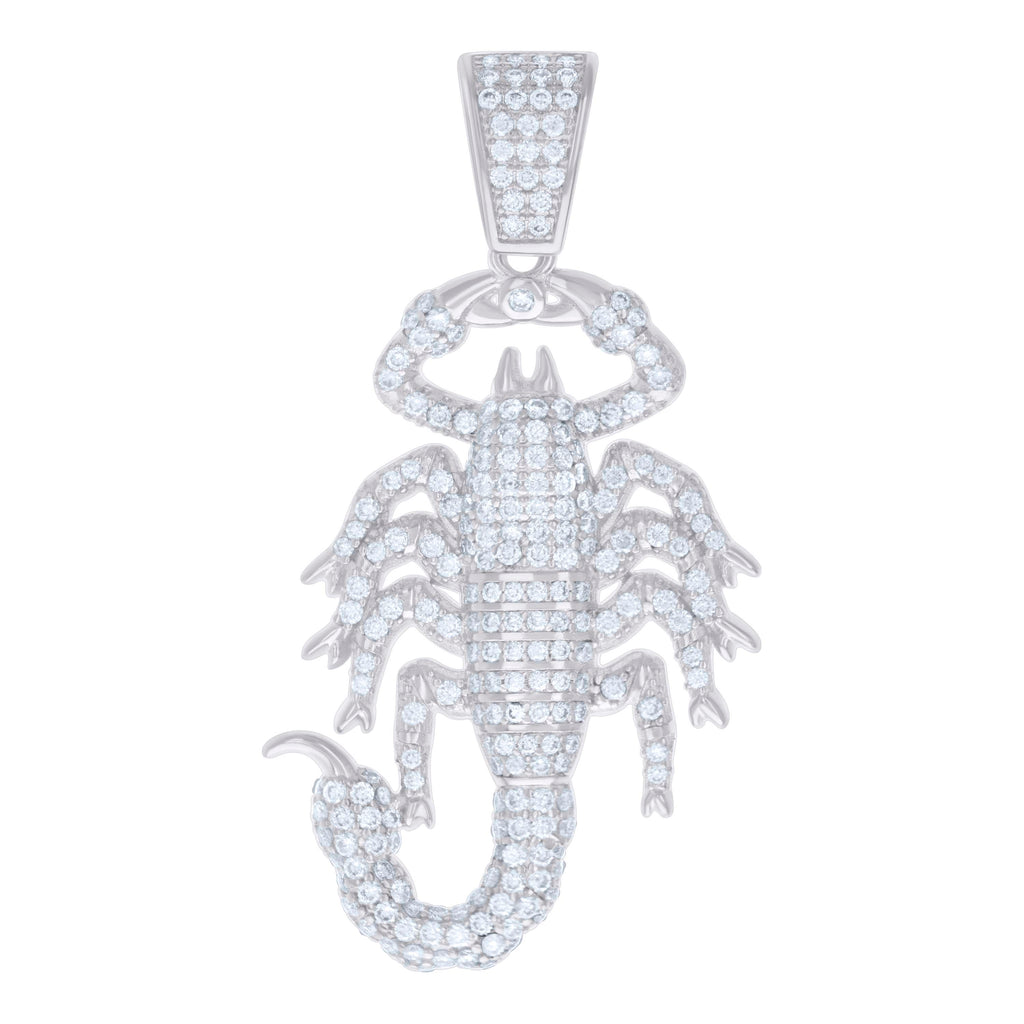 925 Sterling Silver Mens 1.85ct Moissanite Scorpio Zodiac Sign/Wildlife Charm Pendant