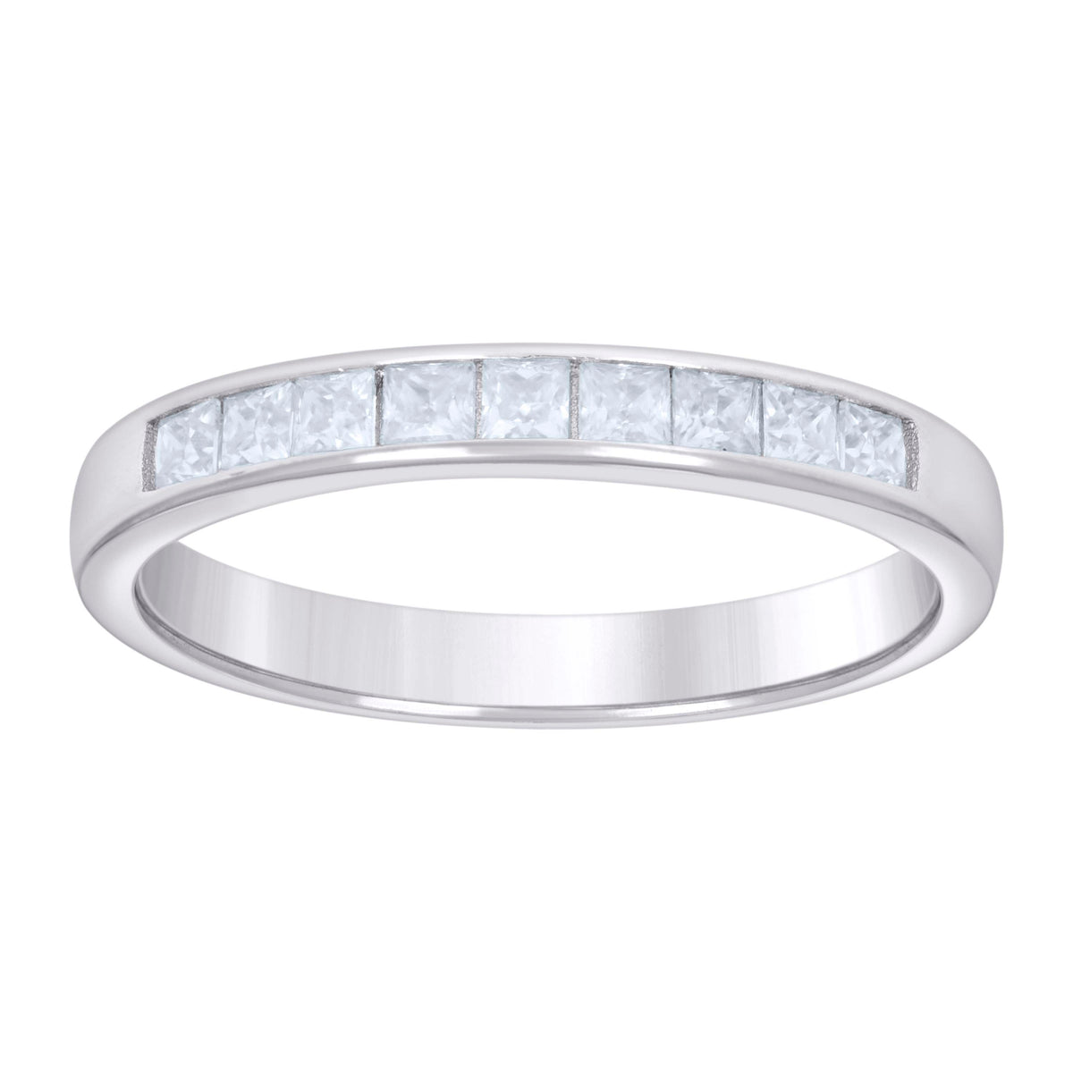 925 Sterling Silver Womens Baguette 0.80ct Moissanite Wedding Band Ring Size 7