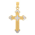 10K Two-Tone Gold Unisex Cross Religious Charm Pendant
