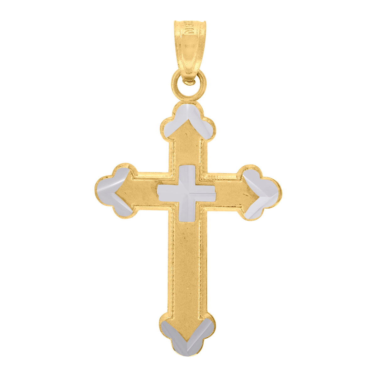 10K Two-Tone Gold Unisex Cross Religious Charm Pendant