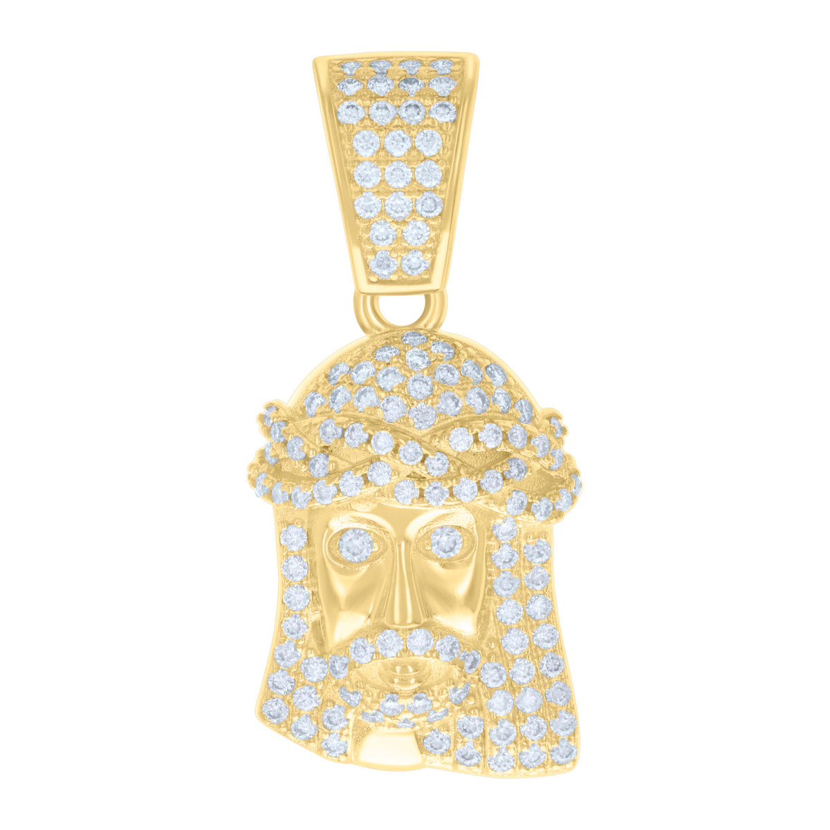 925 Sterling Silver Yellow-tone Mens 0.69ct Moissanite Jesus Religious Charm Pendant