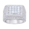 925 Sterling Silver Mens Baguette Round Cubic-Zirconia Fashion Ring Size 11