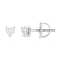 925 Sterling Silver Womens Heart Cubic-Zirconia Heart Stud Earrings
