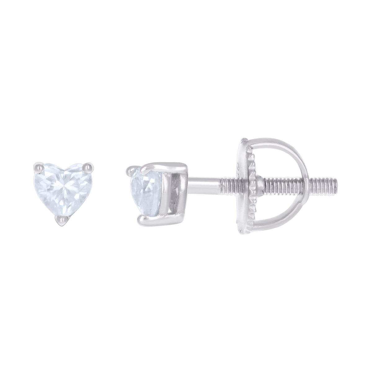 925 Sterling Silver Womens Heart Cubic-Zirconia Heart Stud Earrings