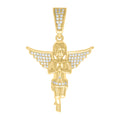 925 Sterling Silver Yellow-tone Unisex 0.73ct Moissanite Angel Charm Pendant