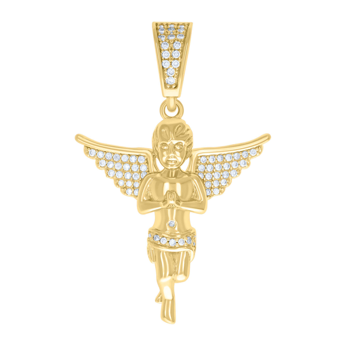 925 Sterling Silver Yellow-tone Unisex 0.73ct Moissanite Angel Charm Pendant