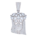 925 Sterling Silver Mens 0.77ct, 1.55ct Baguette Round Moissanite Jesus Religious Pendant
