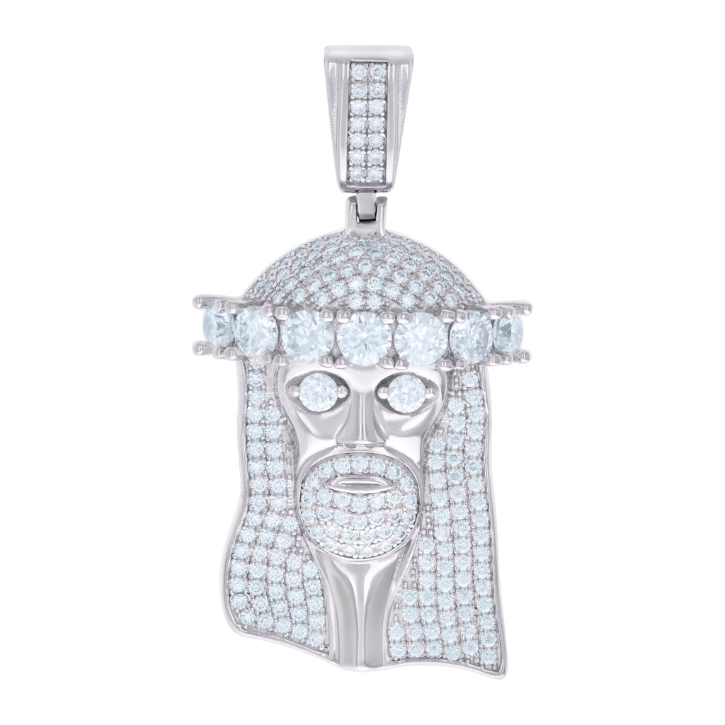 925 Sterling Silver Mens 4.11ct Moissanite Jesus Religious Charm Pendant