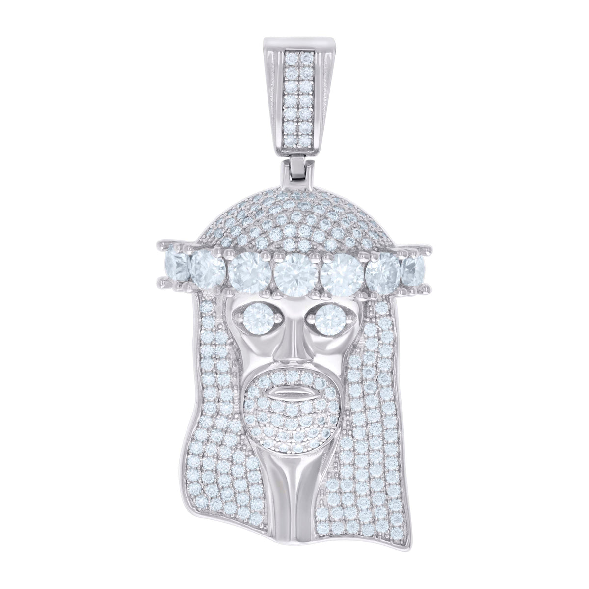 925 Sterling Silver Mens 4.11ct Moissanite Jesus Religious Charm Pendant