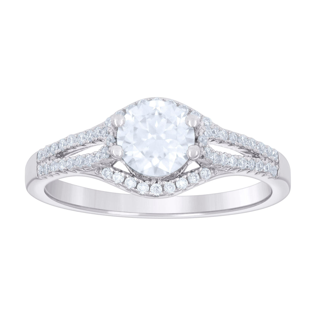 925 Sterling Silver Womens Cubic-Zirconia Fashion Engagement Ring Size 7