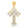10K Two-Tone Gold Mens Women Textured Cross Religious Charm Pendant