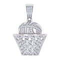 925 Sterling Silver Mens 1.01ct Moissanite Basket Ball Sports Charm Pendant