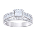 925 Sterling Silver Womens Princess-cut Round Cubic-Zirconia Fashion Engagement Ring Size 6
