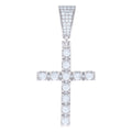 925 Sterling Silver Unisex 2.04ct Moissanite Cross Religious Charm Pendant