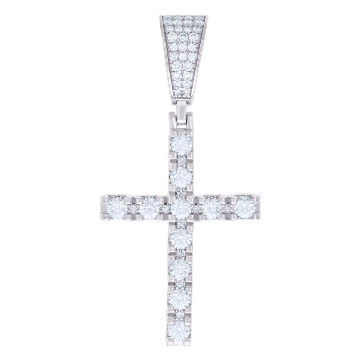 925 Sterling Silver Unisex 2.04ct Moissanite Cross Religious Charm Pendant