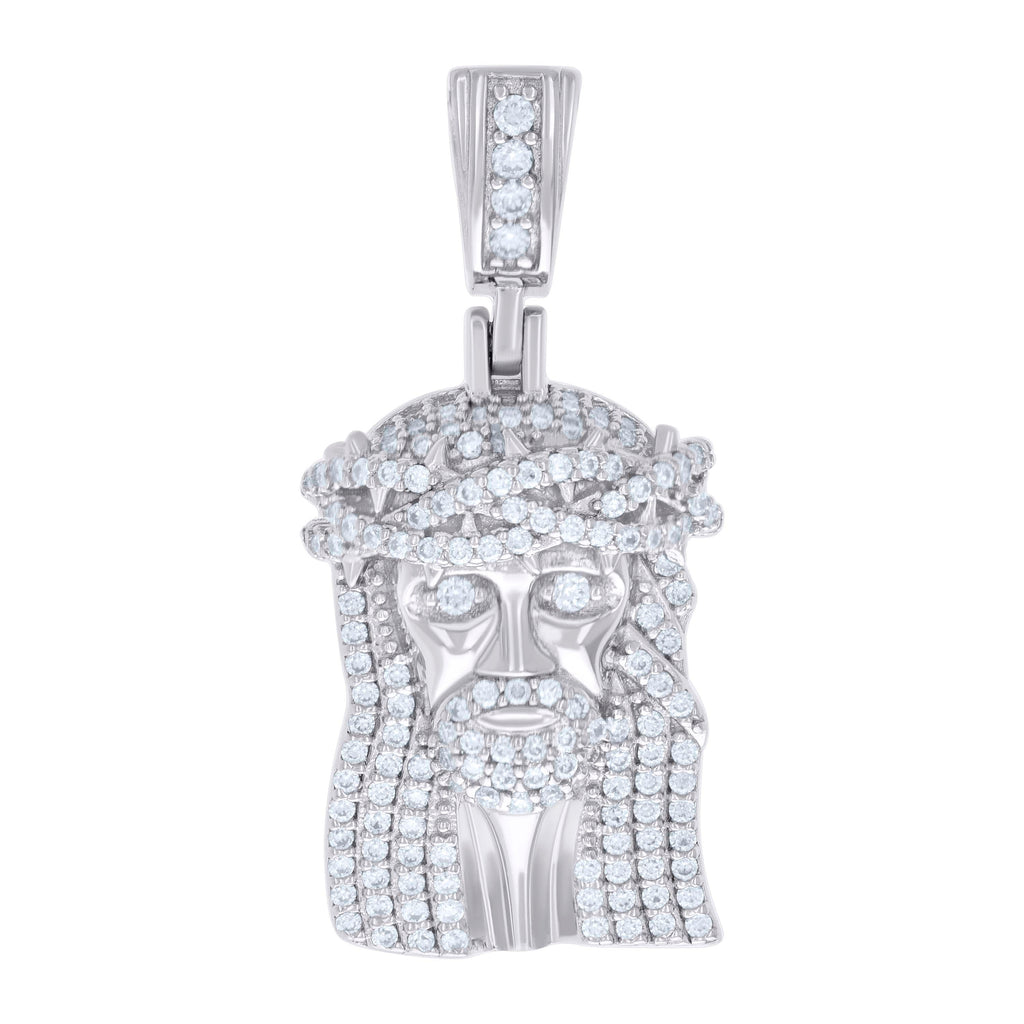 925 Sterling Silver Mens 0.91ct Moissanite Jesus Religious Charm Pendant