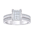 925 Sterling Silver Womens Princess-cut Round Cubic-Zirconia Fashion Engagement Ring Size 9
