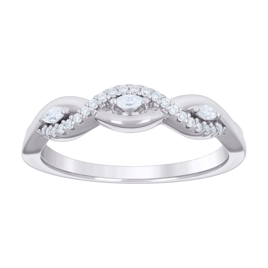 925 Sterling Silver Womens Marquise Round Cubic-Zirconia Infinity Love Engagement Ring