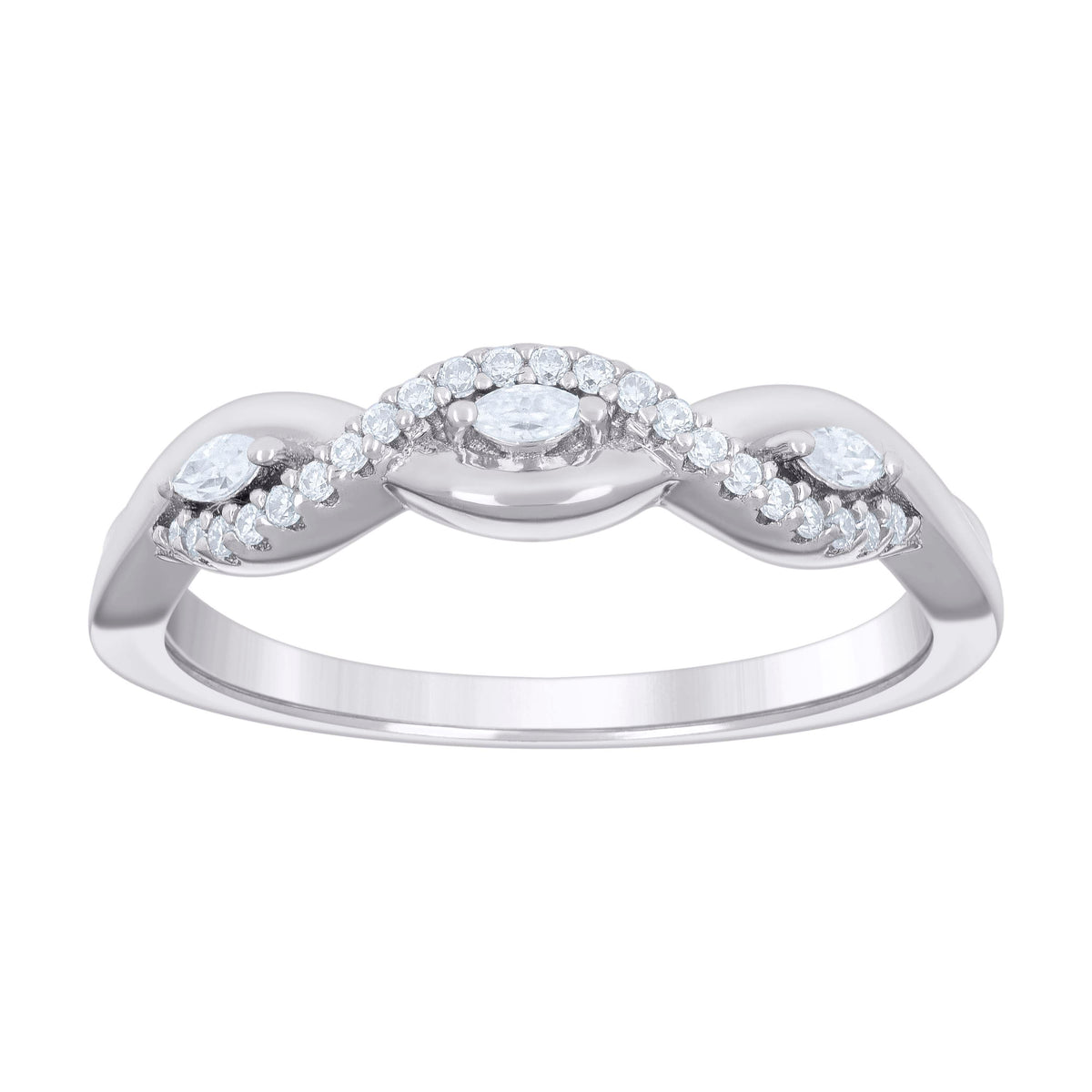 925 Sterling Silver Womens Marquise Round Cubic-Zirconia Infinity Love Engagement Ring