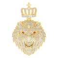 925 Sterling Silver Yellow-tone Mens 4.48ct, 0.42ct Red White Baguette Round Moissanite Leo/Lion Head Pendant