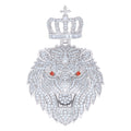 925 Sterling Silver Mens 4.48ct, 0.42ct Red White Baguette Round Moissanite Leo/Lion Head Pendant