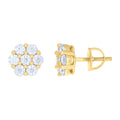 925 Sterling Silver Yellow-tone Womens 1.32ct Moissanite Flower Fashion Stud Earrings
