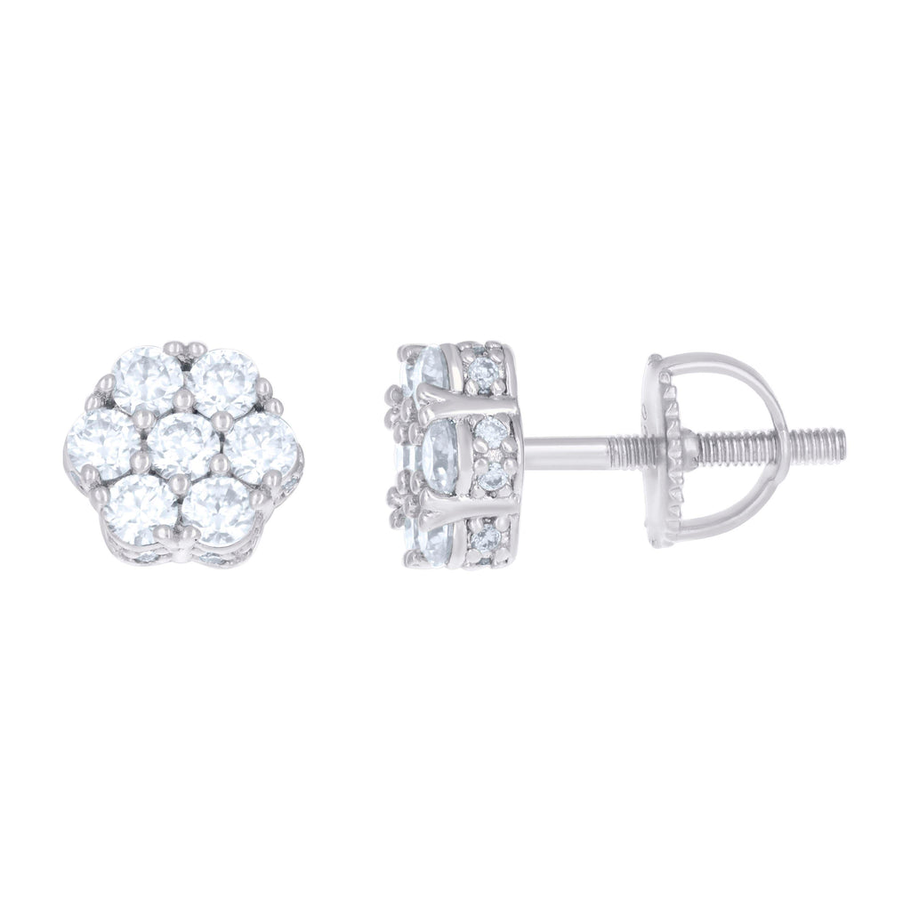925 Sterling Silver Womens 1.11ct Moissanite Flower Fashion Stud Earrings