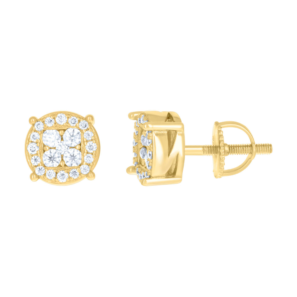 925 Sterling Silver Yellow-tone Womens 0.51ct Moissanite Fashion Stud Earrings