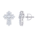 925 Sterling Silver Womens 0.42ct Round 0.74ct Baguette Moissanite Cross Religious Stud Earrings