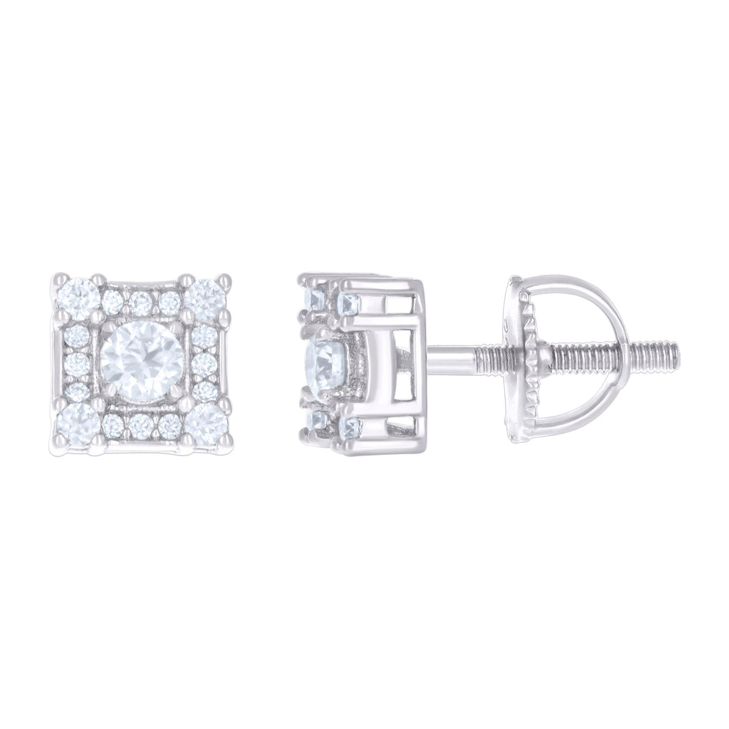 925 Sterling Silver Womens 0.42ct Moissanite Square Fashion Stud Earrings