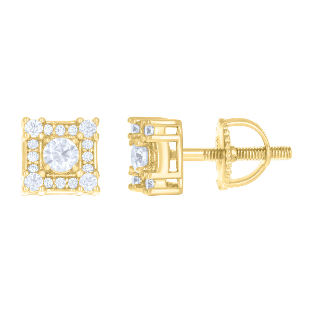 925 Sterling Silver Yellow-tone Womens 0.42ct Moissanite Square Fashion Stud Earrings