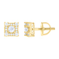 925 Sterling Silver Yellow-tone Womens 0.42ct Moissanite Square Fashion Stud Earrings