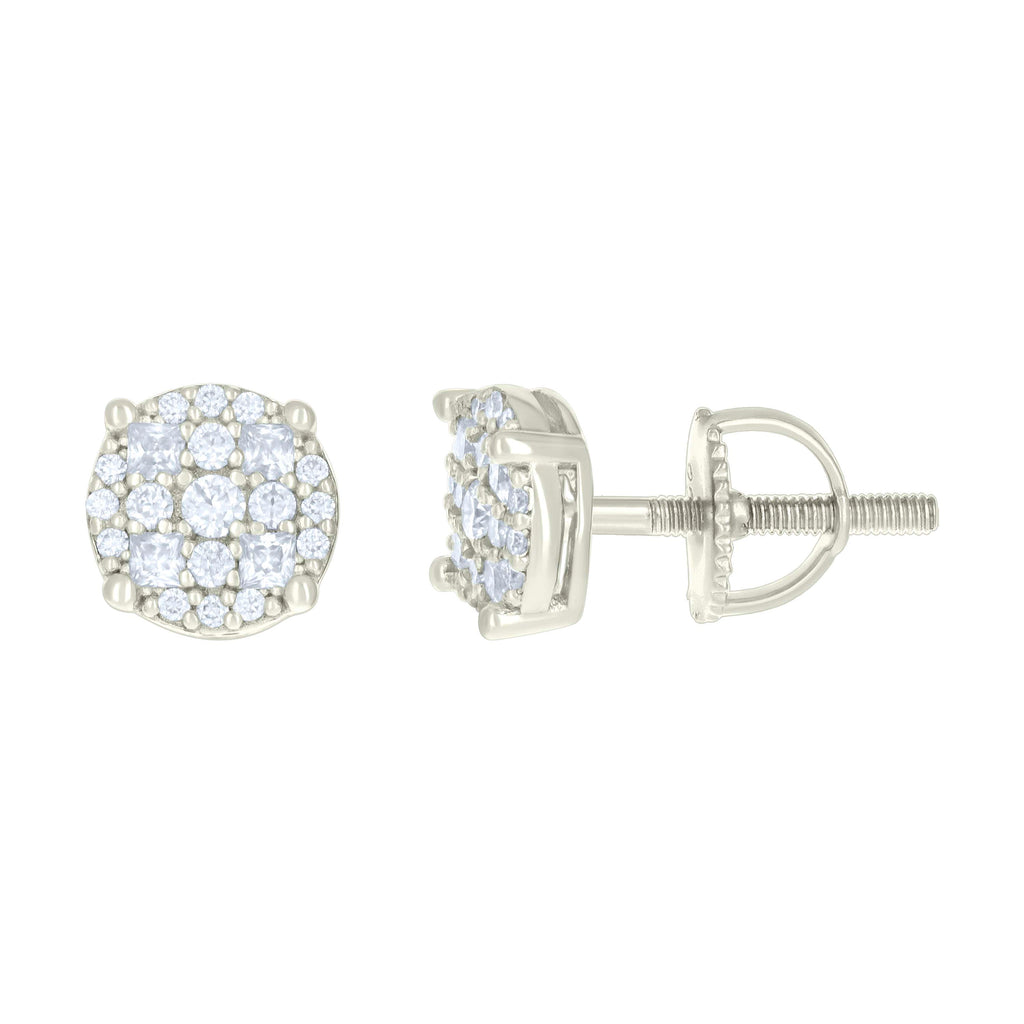 925 Sterling Silver Womens 0.24ct Round 0.19ct Baguette Moissanite Fashion Stud Earrings