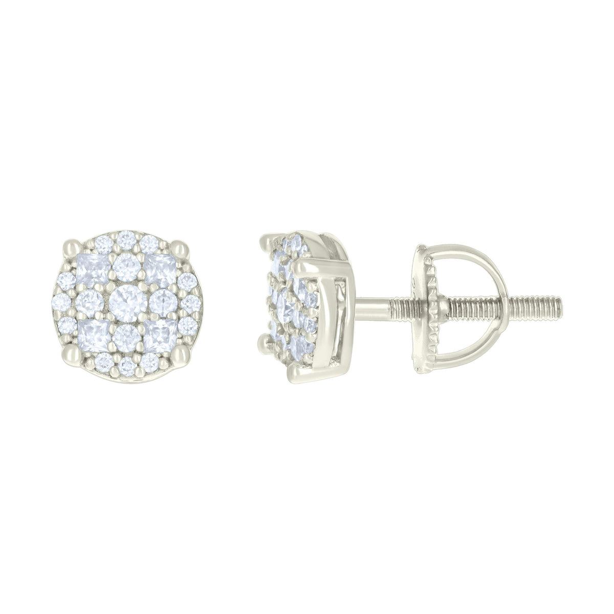 925 Sterling Silver Womens 0.24ct Round 0.19ct Baguette Moissanite Fashion Stud Earrings