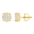 925 Sterling Silver Yellow-tone Womens 0.08ct Round 0.51ct Baguette Moissanite Fashion Stud Earrings