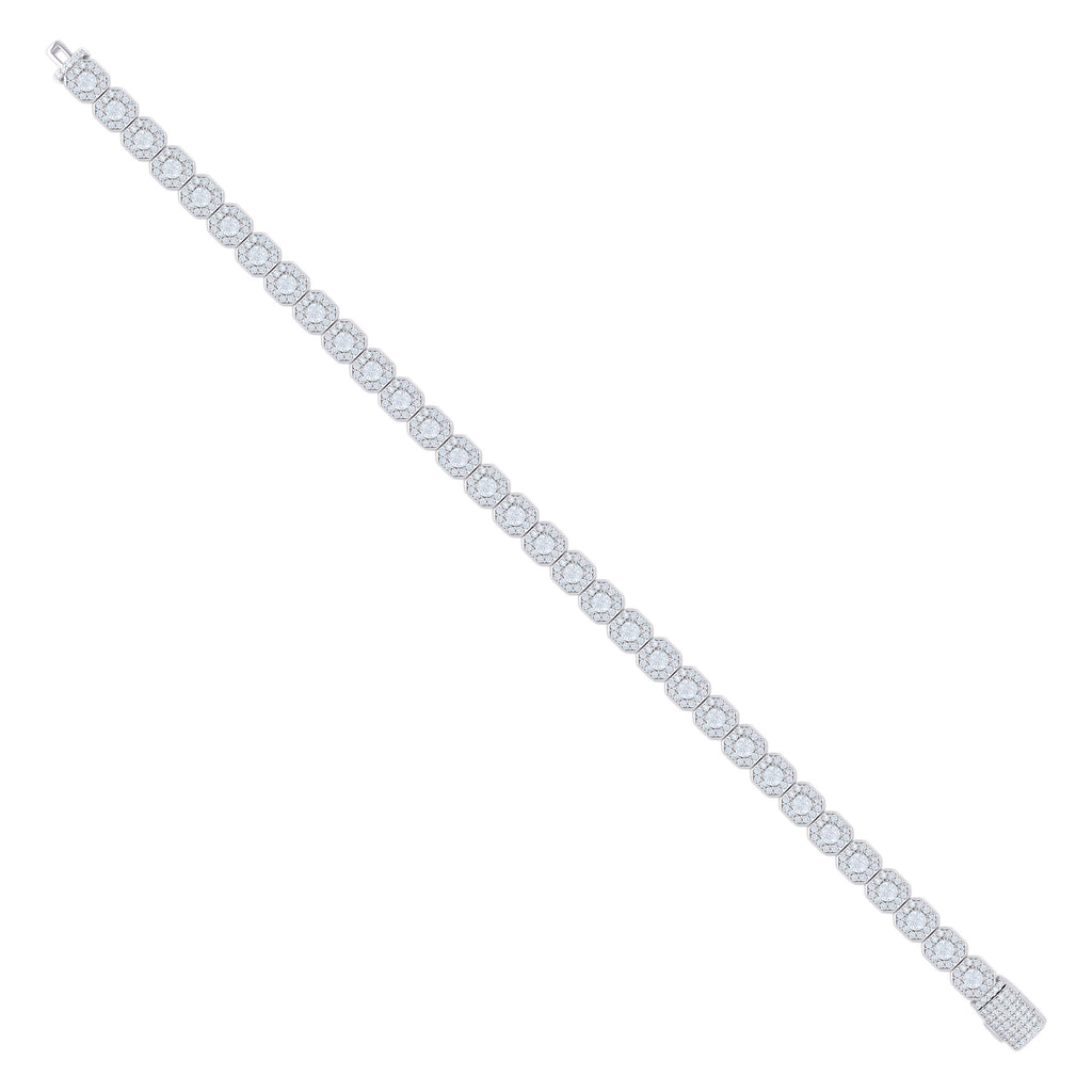 925 Sterling Silver 6.47ct Moissanite Cross Link Bracelet 6mm Size 8.25 Inches