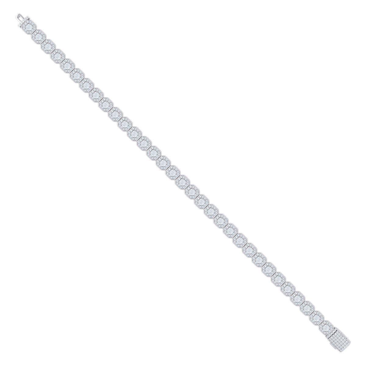 925 Sterling Silver 6.47ct Moissanite Cross Link Bracelet 6mm Size 8.25 Inches