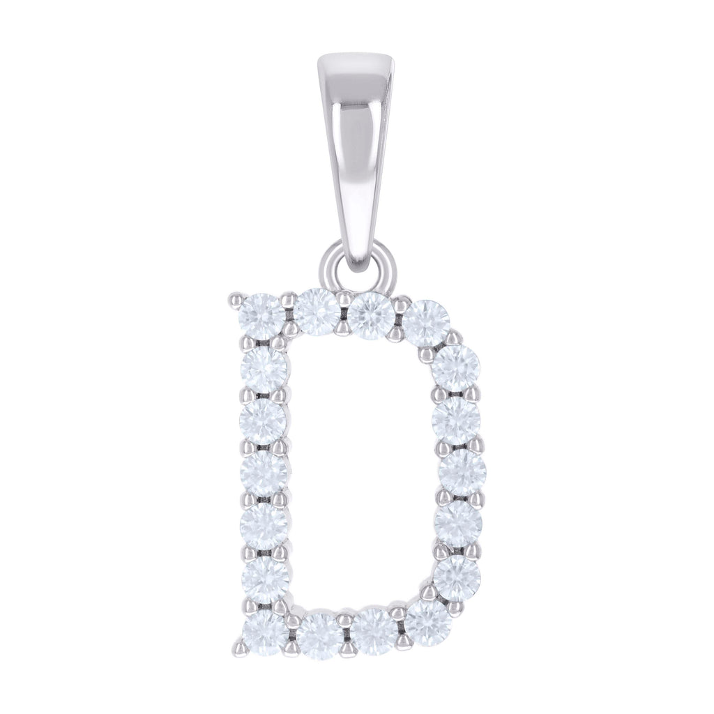 925 Sterling Silver Unisex 0.57ct Moissanite Initial D Alphabet Charm Pendant